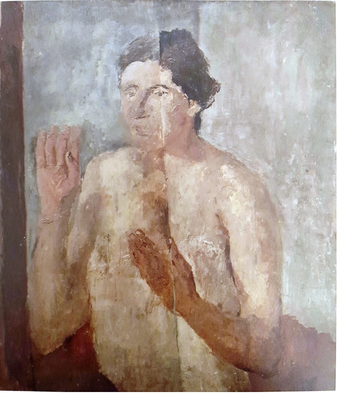 Donna dietro al vetro